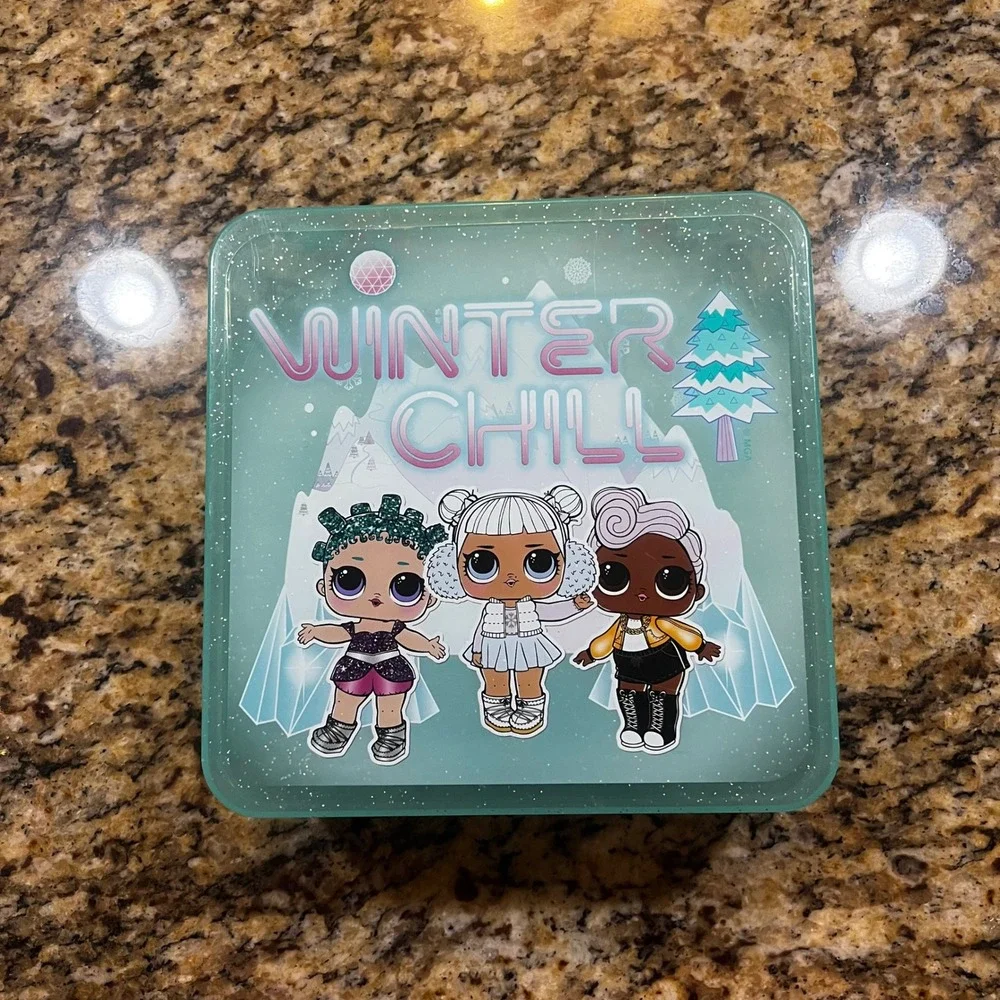 LOL Surprise Winter Chill Teal Glitter Plastic Storage Carrying Case with Handle